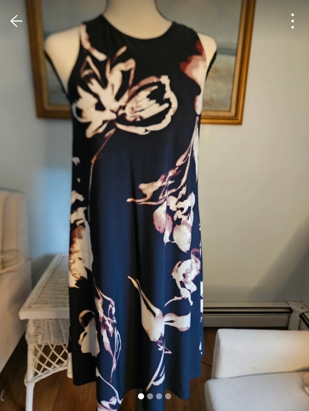 Ralph Lauren Navy Midi Dress with Pink & Cream Floral Print
